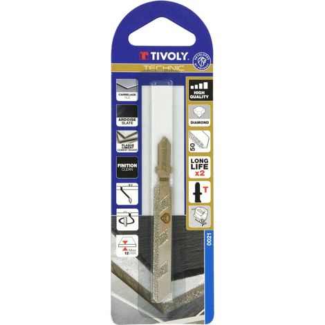 Tivoly • Blister 1 pc-Lame de scie sauteuse Diamant coupe droite Lg 76 mm Attache T (1/3)