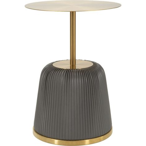 Table d'Appoint Design "Egle" 55cm Gris & Or (1/5)