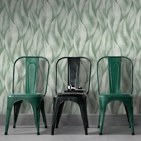 Papier peint salon feuille vert & blanc | Tapisserie grosses feuilles chambre adulte verte | Papier peint salon, bureau & couloir (1/3)