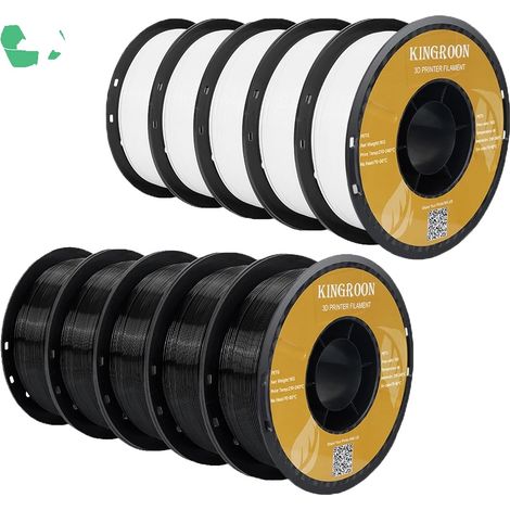 Filament d'imprimante 3D, bobine de 10KG, diamètre de 1,75 mm, PETG 5Blanc 5Noir (1/2)