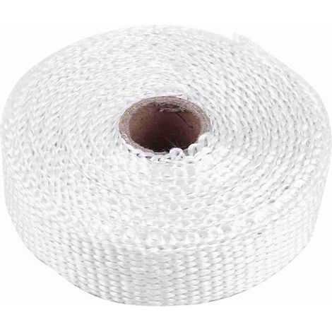 Ruban isolant automobile de 5 m de long pour l'isolation des échappements, avec 4 attaches de câble en acier inoxydable, blanc