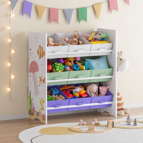 Estantería para niños Boiro 9 cajas motivo Aqua Dream 60x62x30 cm multicolor [en.casa] (1/5)
