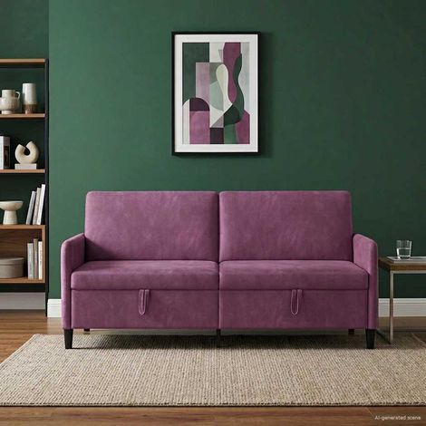 vidaXL Sofá con almacenamiento Morado 192 x 78 x 87 cm Poliéster (1/4)