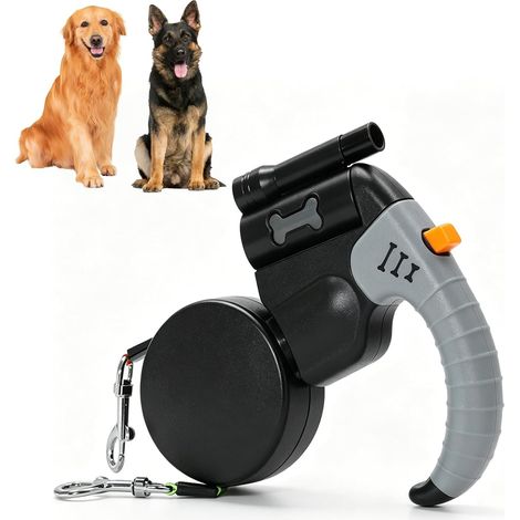 Correa doble retráctil, correa retráctil para perros de 3 m, correa extensible para perros de tamaño mediano. (1/5)