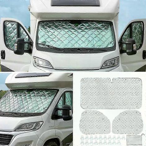 Pare-soleil de voiture compatibles avec Fiat Ducato 2006- - Stores thermiques intérieurs 7 couches - Protection pare-soleil pour pare-brise - Accessoires intérieurs - JXLGV (1/5)