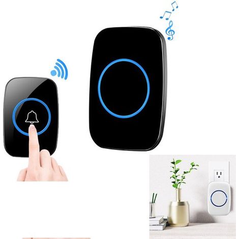 Set campanello senza fili, campanello impermeabile con funzione lampeggiante a LED, 60 suonerie, 5 livelli di volume regolabili, acustico e (1/5)