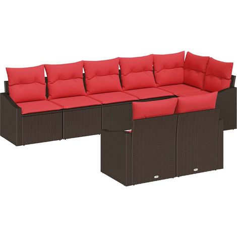 Sofa Set 8 pcs Brown [Synthetic]: Poly Rattan vidaXL (1/5)
