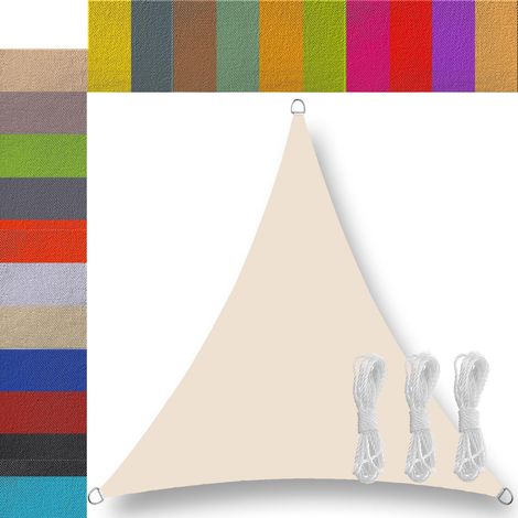 Toile d'ombrage Triangle pour Patio Imperméable Protection UV 95% Voile d'ombrage Potager pour Balcon Patio terrasse Jardin extérieur 1.5x1.5x1.5m Crème (1/5)