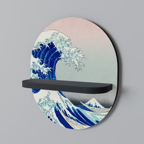 THE GREAT WAVE Mensola ovale nera (1/5)