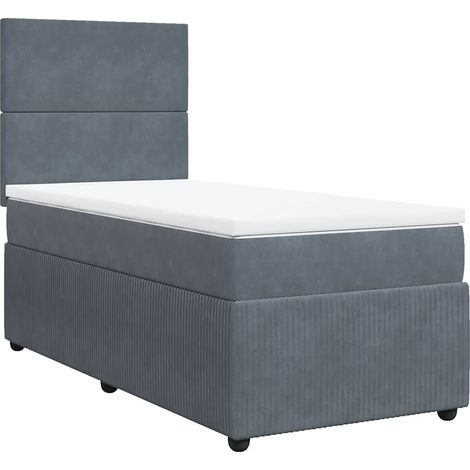 Maison Exclusive - Sommier à lattes de lit et matelas Gris foncé 90x190 cm Velours (1/5)