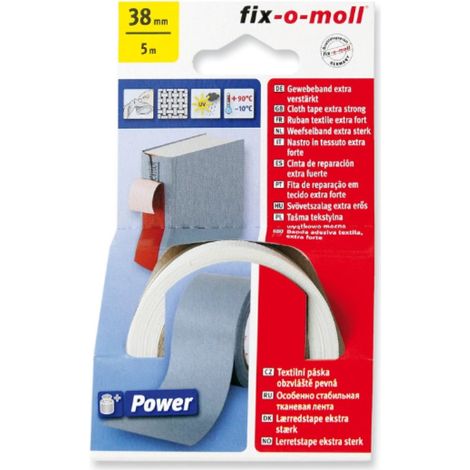 FIX-0-MOLL - 5mt x 38mm - NASTRO ADESIVOTELATO EXTRA FORTE PER RIPARAZIONI - COLORE BIANCO