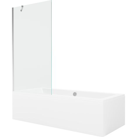 Mexen Cube baignoire rectangulaire 170 x 80 cm avec écran 1 vantail 90 cm, transparent, chrome - 550517080X9509000001 (1/5)