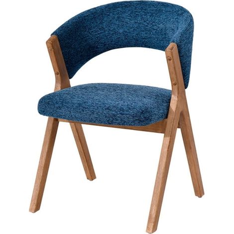 Lot de chaises salle à manger bois et tissu bleu accoudoirs KYARA Casita (1/2)
