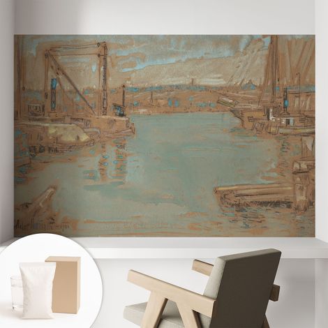 Newroom Tapete Dekorative Vliestapete mit Kleber Modern für Wohnzimmer Schlafzimmer  Hafenansichten 104x70 cm (1/5)