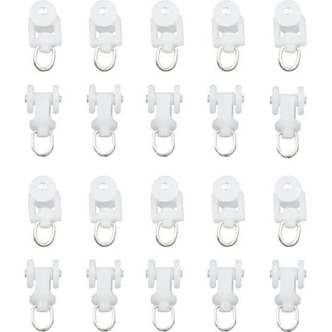 (20 Groupes de Rouleaux)Rouleaux de Rail de Rideau,transporteurs à roulettes pour Rideaux ondulés,Coureurs de draperie Pliables,20 pièces (22x16mm (1/5)