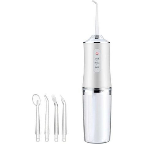 Portable Oral Irrigator USB Rechargeable Eau Rechargeable Eau Dentaire Eau Dentaire réservoir d'eau Nettoyeur de Dents Punch Intelligent 220ml, white