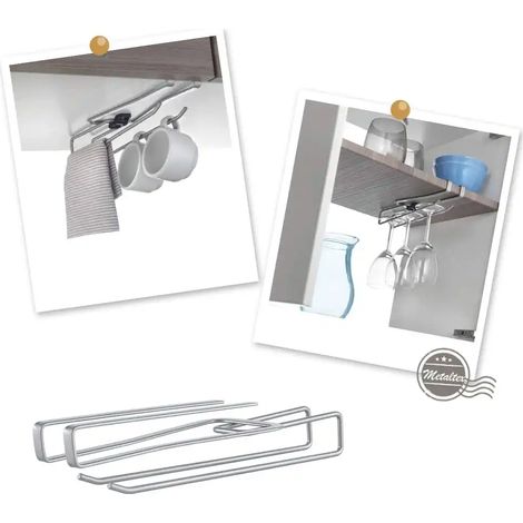 Metaltex All In All In- sottoripiano Multiuso, Filo Ferro, Grigio Metallizzato, 8x28x6