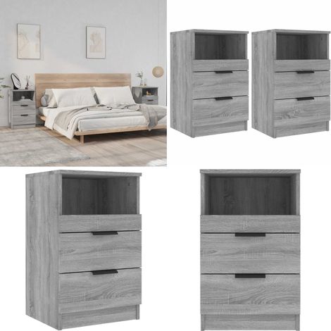 Tables de chevet 2 pcs Sonoma gris Bois d'ingénierie - Table De Chevet - Meuble De Chambre - Table Nuit - Mobilier Moderne - Meubles Gris - Home & Living
