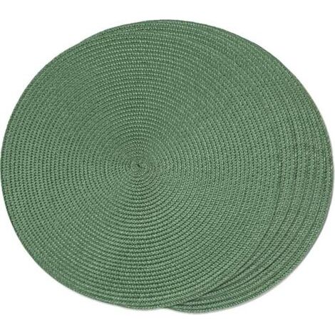 Pair Lntyq Lot de 6 sets de table ronds tressés pour tables de salle à manger, lavables, antidérapants, 38 cm (olive, 6 pièces) (1/5)