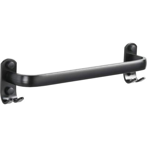 Barre porte-serviettes mural en aluminium 40 cm – Support à 2 barres – Capacité 10 kg – Crochets pour salle de bain et cuisine (1/5)