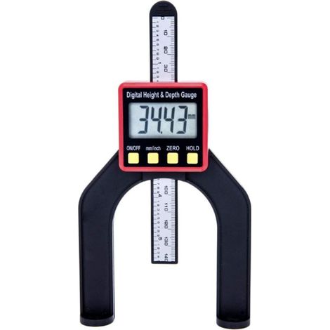 Jauge de hauteur et de profondeur numérique (50 mm, 80 mm) à base d'aimant - Grand écran LCD numérique pour le travail du bois - Rouge (1/5)