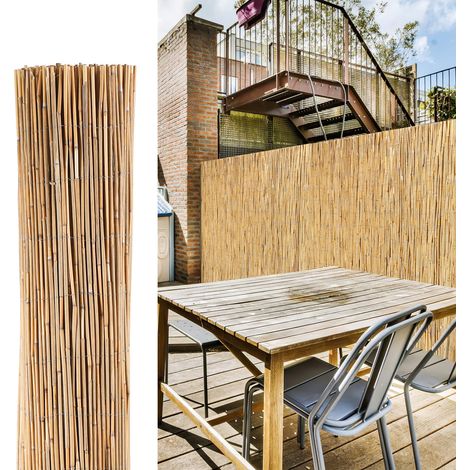 Wolketon Schilfrohrmatte 120×300 cm Sichtschutz aus Schilf, dekorativer Windschutz für Terrasse & Balkon