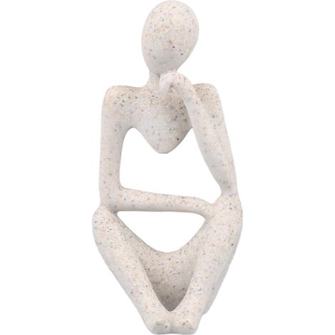 Statue en résine style Penseur, figure abstraite pour décoration salon bureau étagère, couleur grès, main gauche. (1/5)