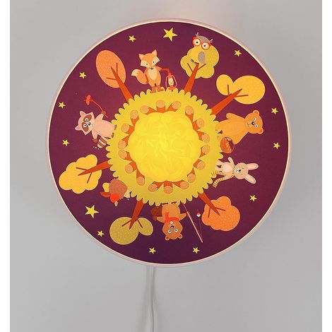 Kinderzimmer Wandlampe Wald Ø 25cm mit Schalter, Kabel, Stecker & E14 LED (1/5)