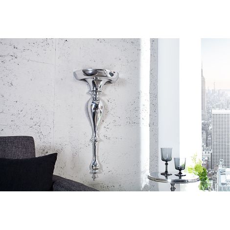 Wandkonsole in Silber 35 x 80 x 17 cm aus Aluminium Schweberegal Podest Wohnzimmer