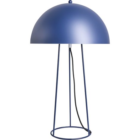 Lámpara de mesa moderna base y pantalla de hierro con dos bombillas salón azul Mopan