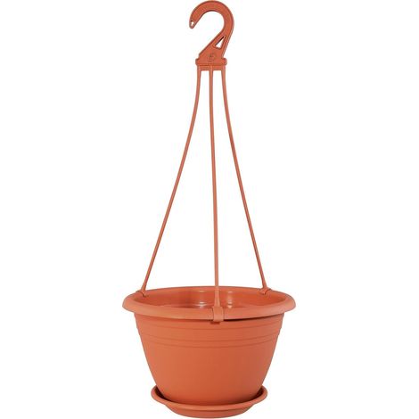 1 Pot suspendu, Plastique, Rond, Anthracite, 20 cm, Fleurs, Extérieur