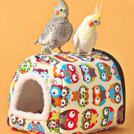 Niche pour oiseaux avec tissu doux et chaud, maisonnette confortable pour perroquets et perruches, habitat suspendu pour cage avec fixation sécurisée (1/5)