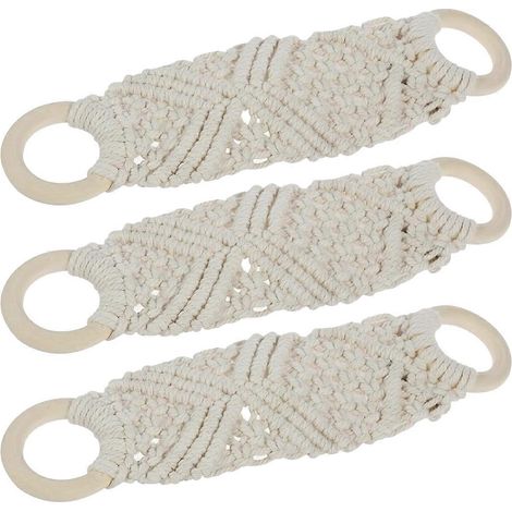 Lot de 3 porte-torchons au crochet, porte-torchons de cuisine suspendu en macramé avec anneau - FFY (1/4)