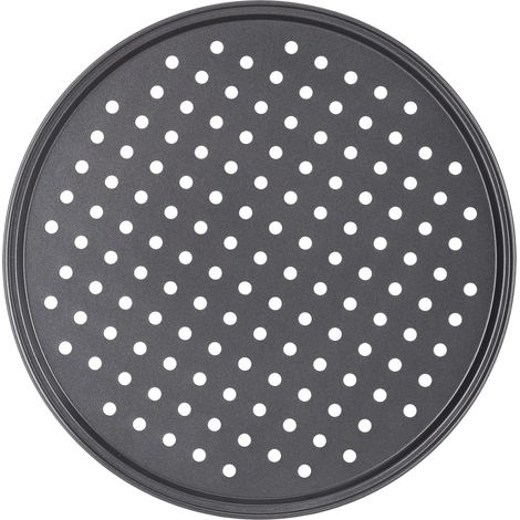 Set di teglie rotonde per pizza (2 pezzi) - Rete per la cottura della pizza con rete di raffreddamento perforata e tappetino perforato - Nero (1/5)