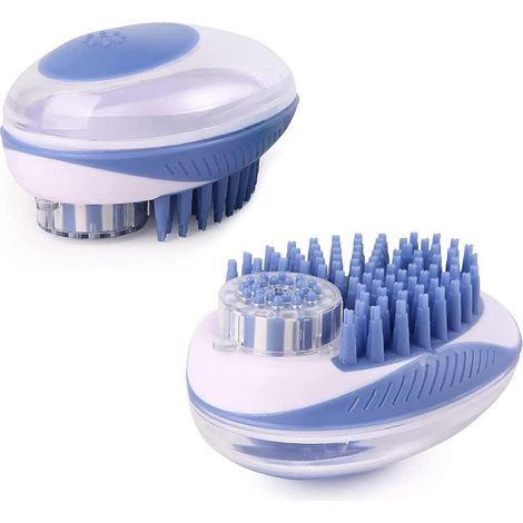 2-in-1 Haustier-Badebürste, Massagebürste und Shampoo-Spender, geeignet zum Waschen und Massieren von Haustieren.