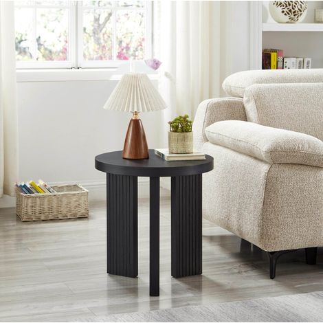 Tavolino rotondo 44,5x44,5x41,5 cm in MDF nero salvaspazio - FLORAGRACE (1/5)