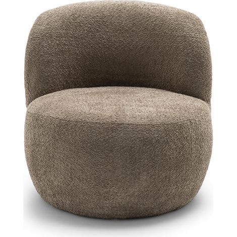 Fauteuil rond en tissu bouclette - Taupe - MO