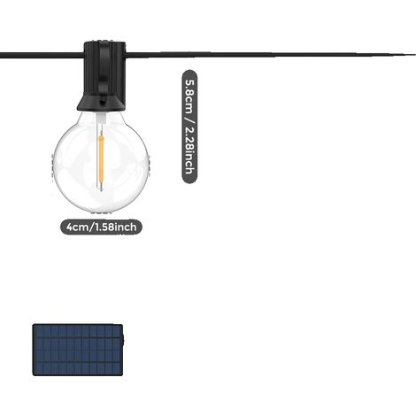 Guirnalda de luces LED solares, control remoto, modos regulables, 12 m, 30 bombillas (1/2)