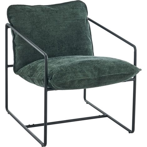 Tivoli Occasional Chair - L90 x W65 x H84 cm - Black Metal/Green Fabric