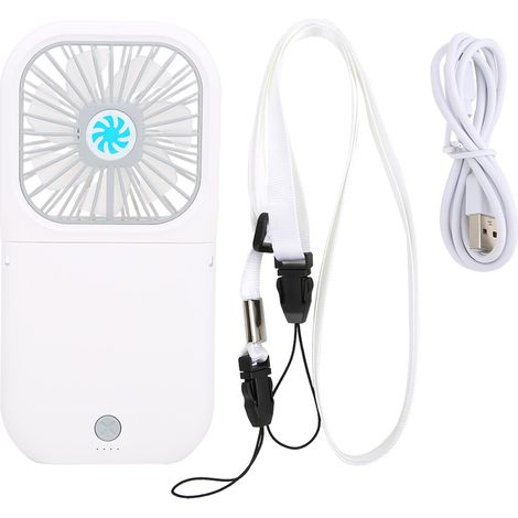 Ventilateur USB Portable - Mini Ventilateur de Bureau et Extérieur avec Batterie 3000 mAh - Réglage 3 Vitesses - Pliable - Blanc (1/5)