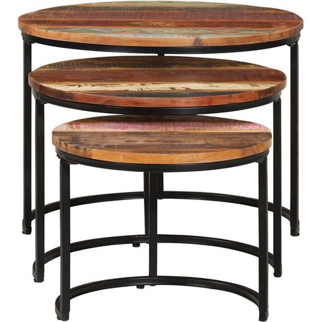 Maison Exclusive - Tables gigognes 3 pcs Bois de récupération massif (1/5)