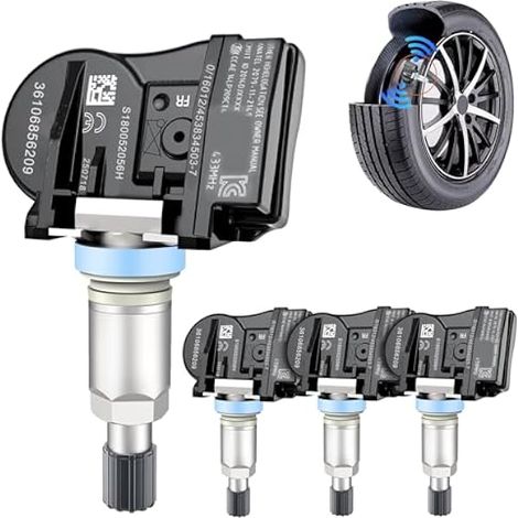 Lot de 4 capteurs de pression des pneus TPMS, 36106856209 compatibles avec BMW Série 1, Série 3, Série 4, M3 F20, F21, F22, F23, F87, F45, F30, F32, F33, i3, i8, X1, X2, X5, X6 (1/5)