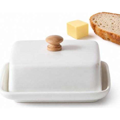Boîte à beurre en céramique avec couvercle blanc, 250g, pour réfrigérateur et table, cloche à beurre lavable au lave-vaisselle, rangement beurre pour cuisine ménagère (1/5)