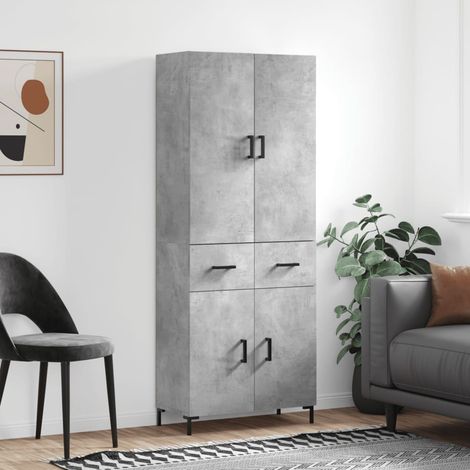 Buffet haut,Buffet de salon,Commode Meuble de rangement,Style Industriel Gris béton 69,5x34x180 cm Bois d'ingénierie VNWE826305 (1/4)