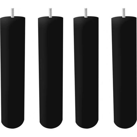 Lot de 4 pieds de meuble noir 25x6 rond bois de hêtre - PIEDS DE LIT (1/3)