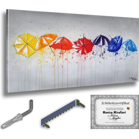 Monica Mirafiori  100% pintado a mano  Cuadro "Drizzle" 140x70cm  Pintura pintada a mano  Pintura acrílica  Cuadro acrílico de gran formato  Arte moderno  Láminas artísticas (1/5)