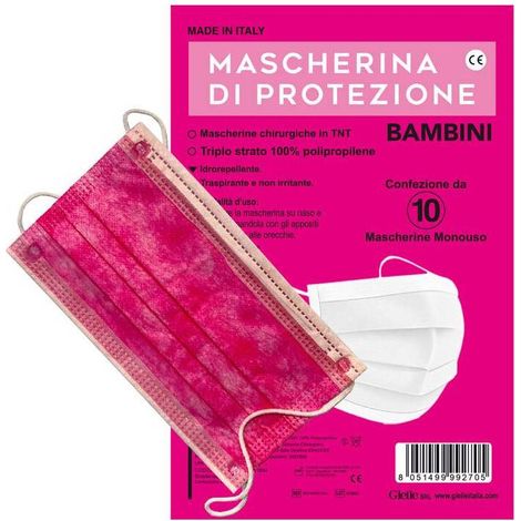 MASCHERINA CHIRURGICA BAMBINA COL.ROSA PZ 10