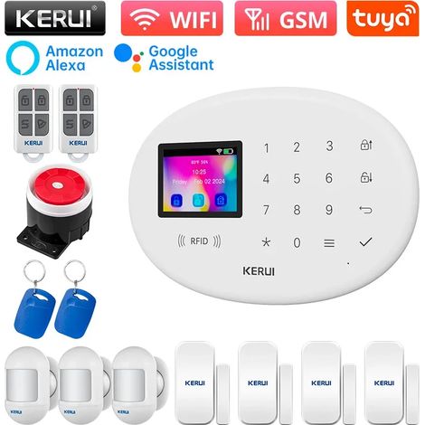 (Pack 5) Kit de sécurité pour maison intelligente, prend en charge les alarmes à double réseau WiFi et GSM et comprend un détecteur de mouvement infrarouge. (1/5)