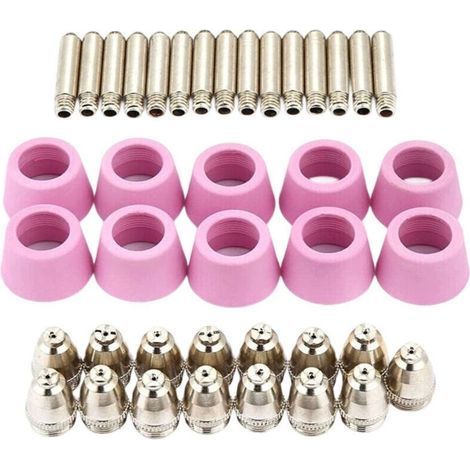 40 piezas/conjunto de electrodos y boquillas para antorcha de corte por plasma AG60 SG55, kit de accesorios para cortadora de plasma de acero, compatible con antorchas SG55, AG-60, CUT60, LGK60, P-60 (1/4)