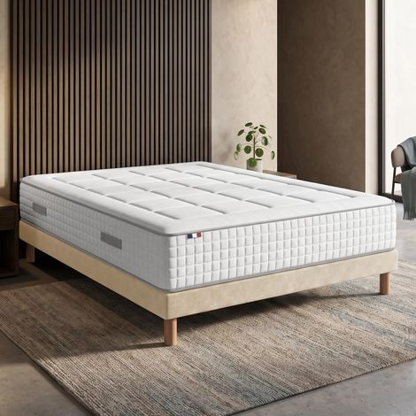 Ensemble matelas ressorts PALACIO sommier déco beige 140x190 (1/5)